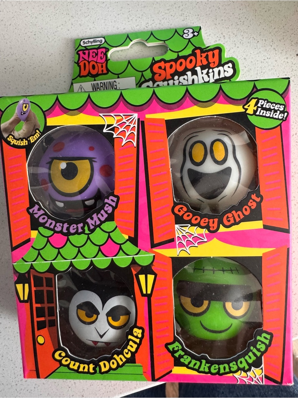 RARE 2023 Schylling NeeDoh Spooky Squishkins 4-Pack Halloween Ghost Monster Toy